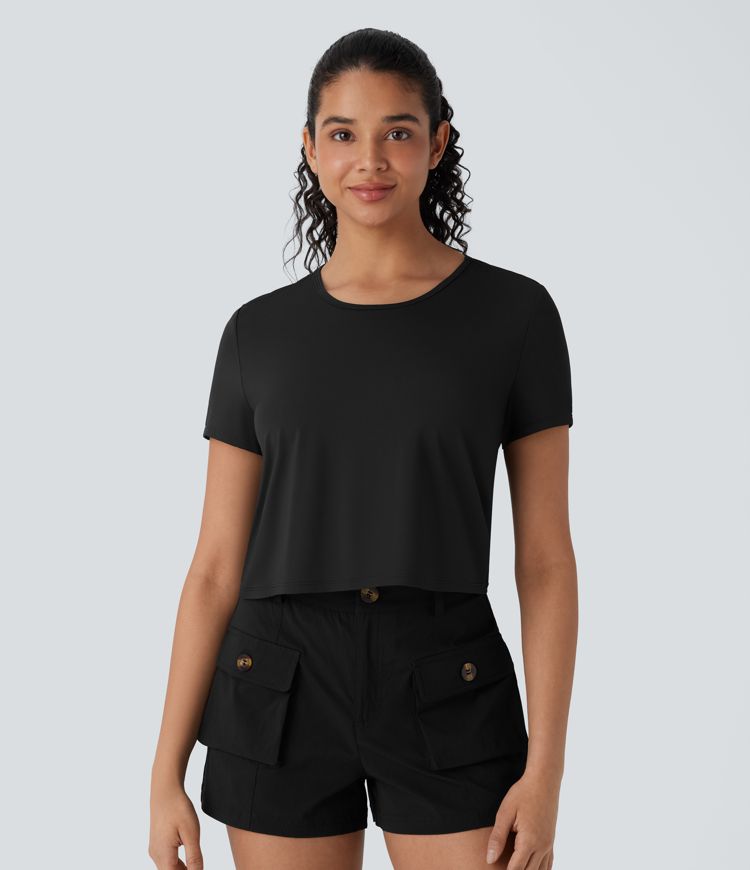 Cut Out Cropped Hiking Sports Top-UPF40+