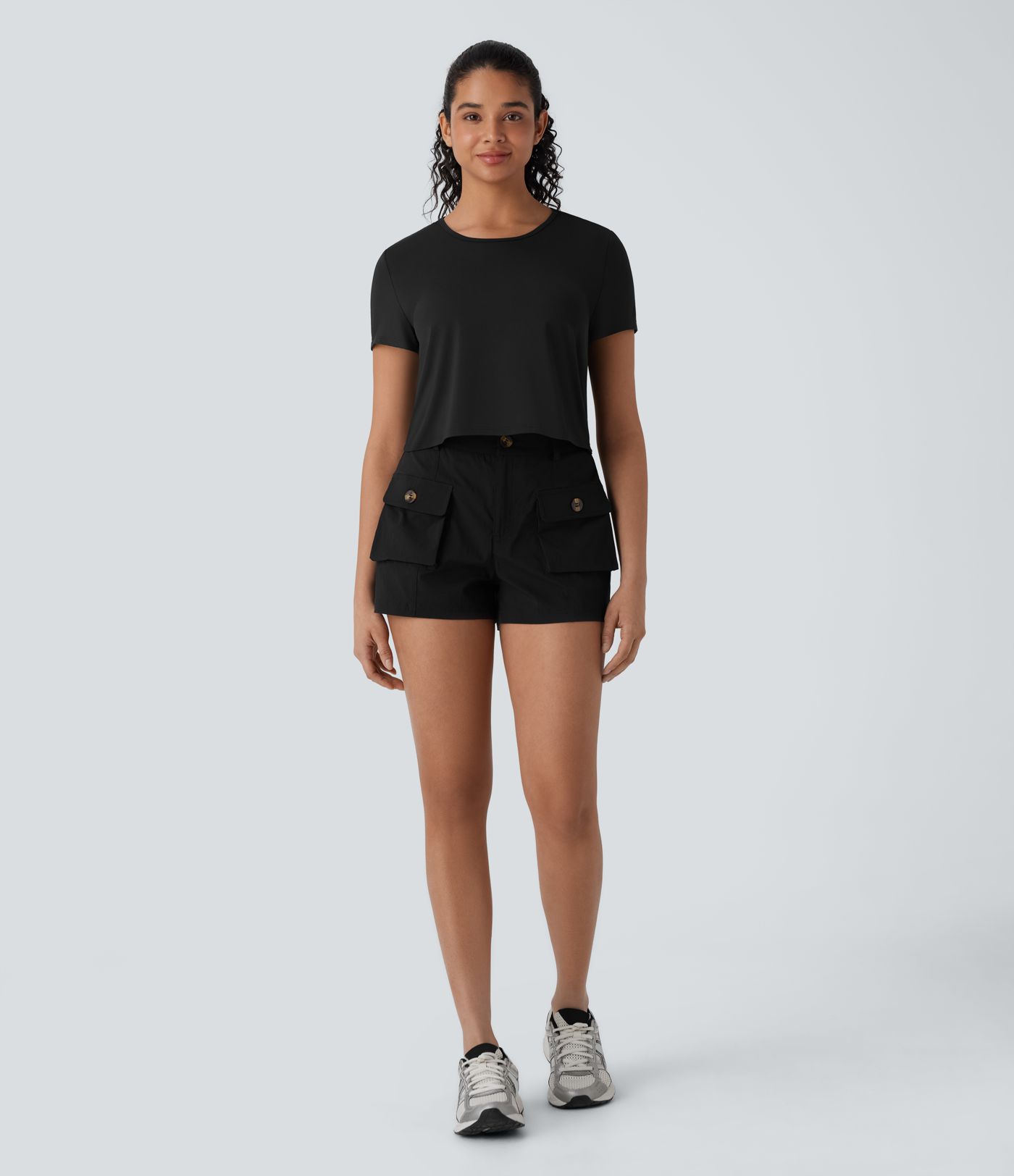 Cut Out Cropped Hiking Sports Top-UPF40+