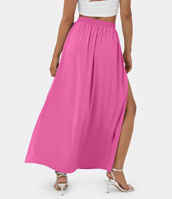 Breezeful™ High Waisted Tie Front Flowy 2-in-1 Maxi Quick Dry Casual Skirt