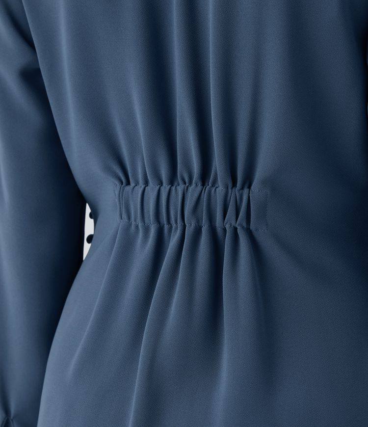 V Neck Crossover Ruched Long Sleeve Work Blouse