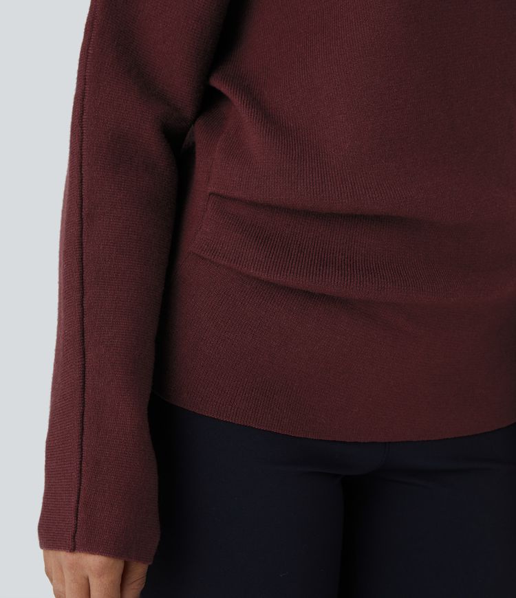 Schulterfreier, langärmliger Pullover mit Schlitz