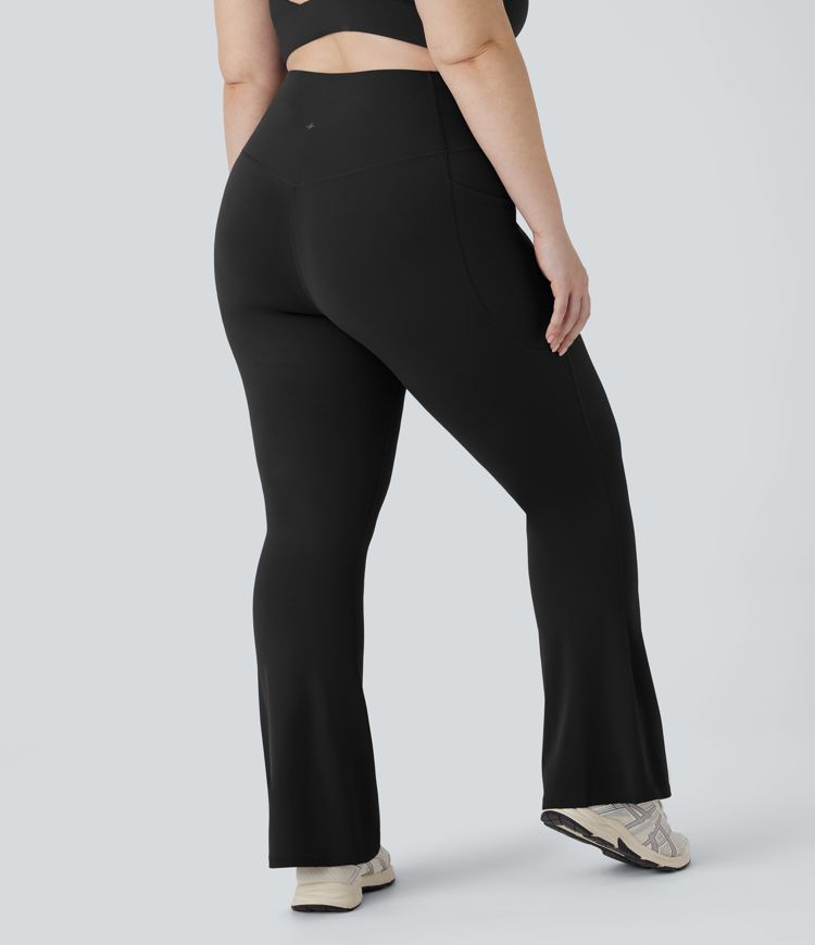 SoCinched High Waisted Tummy Control Side Pocket Shaping Yoga UltraSculpt Bootcut Plus Size Leggings