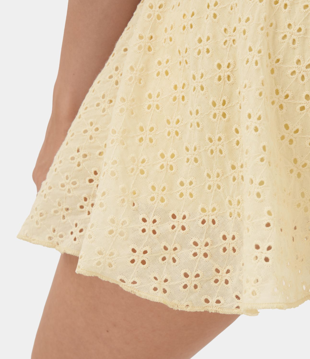 Hoch taillierter 2-in-1-Seitentaschen-Cut-Out-Jacquard-Mini-Flare-Freizeitrock