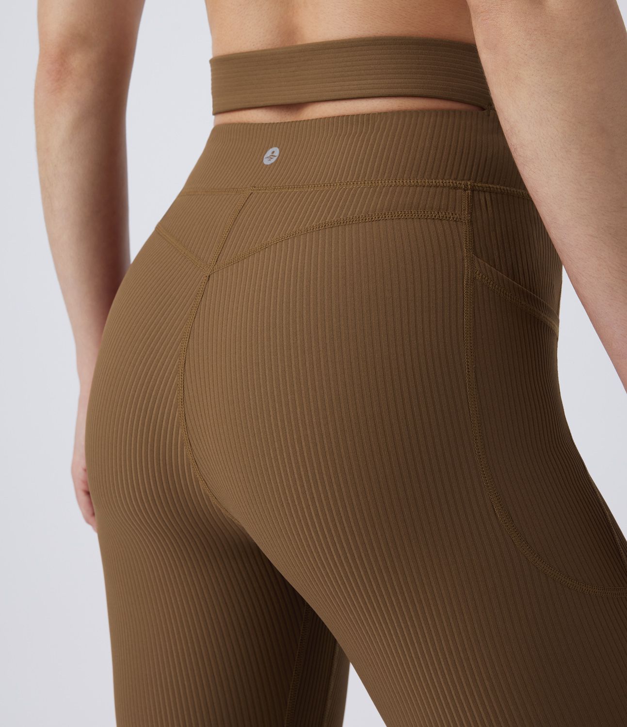 Ribbed Control Buckle High Waist Side Pocket Yoga Leggings