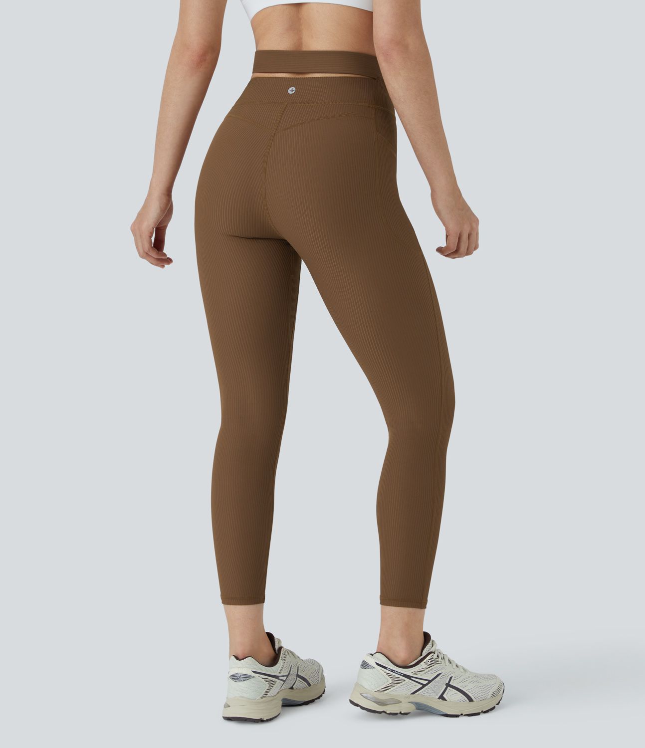 Ribbed Control Buckle High Waist Side Pocket Yoga Leggings