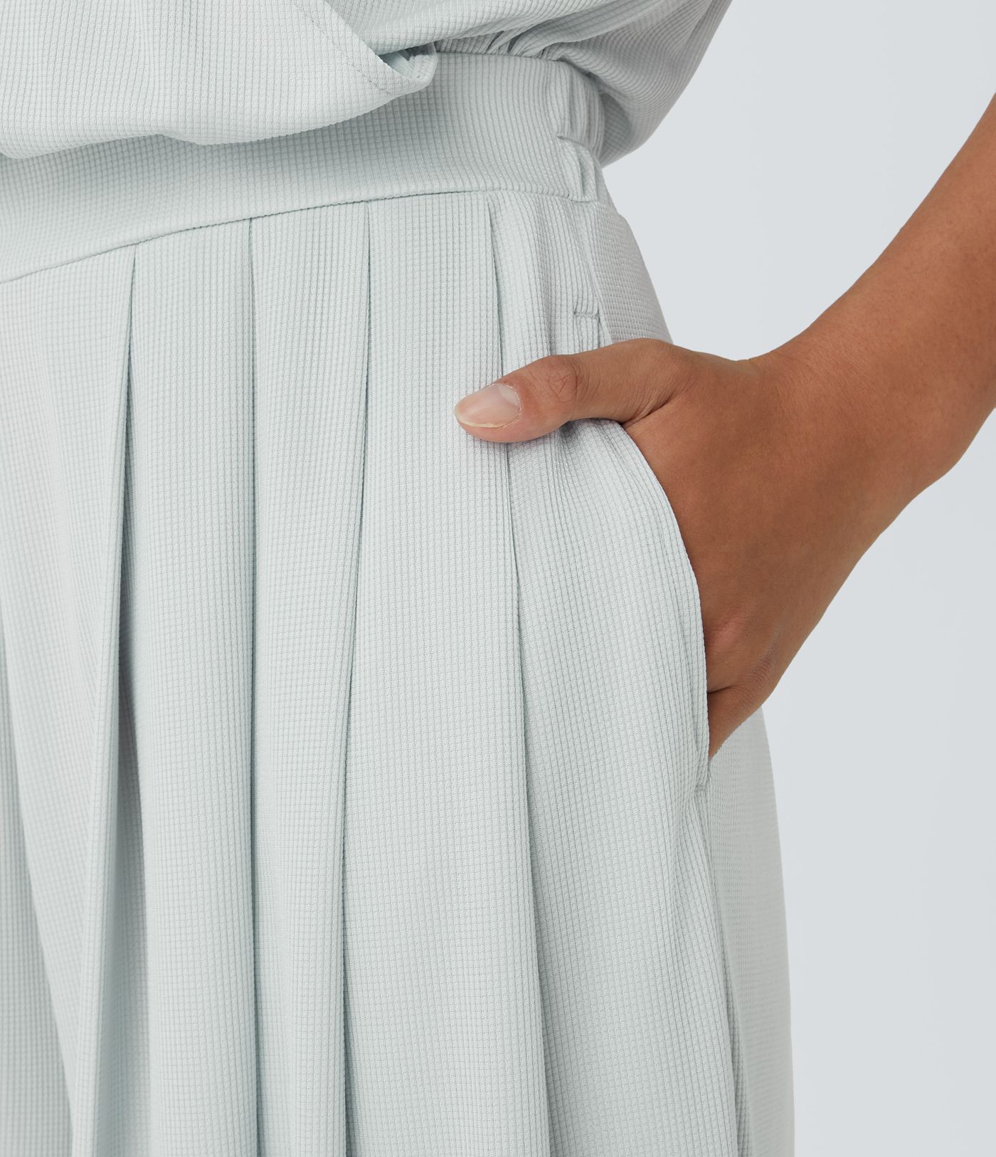 V Neck Short Sleeve Side Pocket Wide Leg Flowy Waffle Casual Jumpsuit