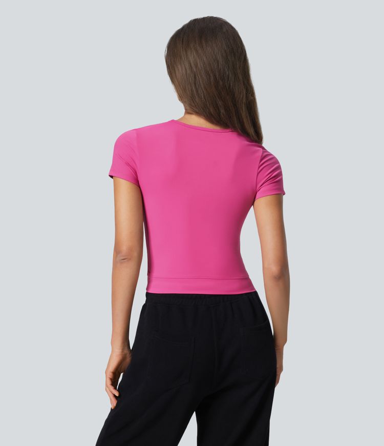 Softlyzero™ Plush Crossover Hem Cropped Yoga Sports Top-UPF50+