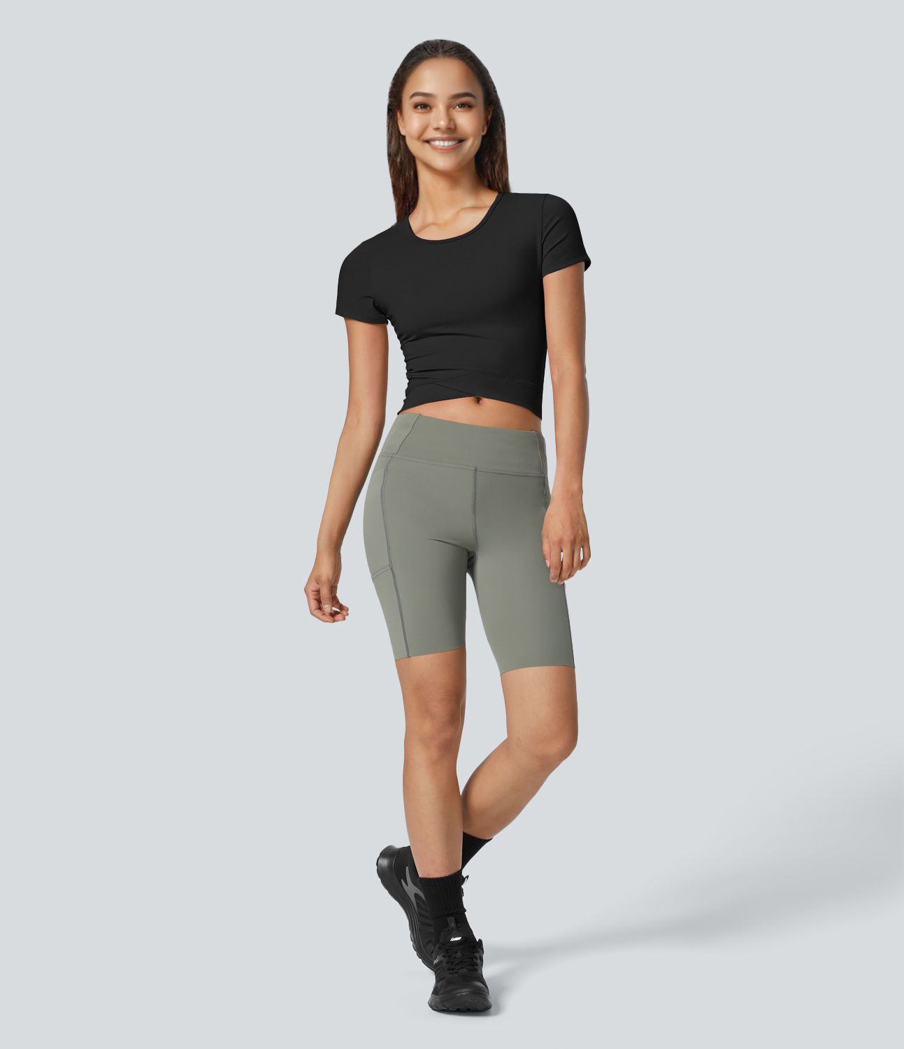 Softlyzero™ Plush Crossover Hem Cropped Yoga Sport Top