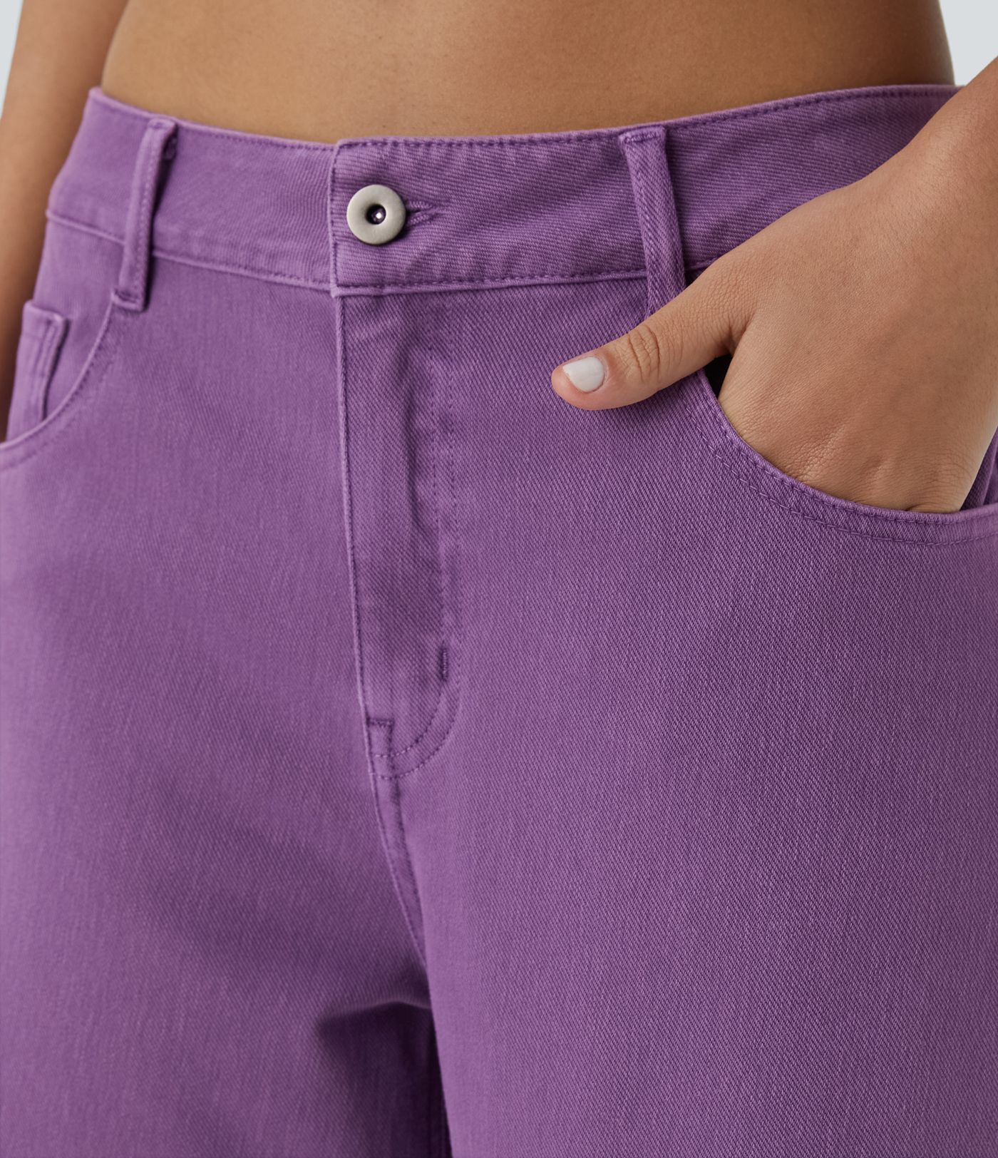 Jeans Baggy Halara Flex™ Denim tiro bajo botón cremallera pierna ancha colorido elástico múltiple bolsillo