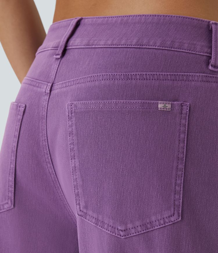 Jeans Baggy Halara Flex™ Denim tiro bajo botón cremallera pierna ancha colorido elástico múltiple bolsillo