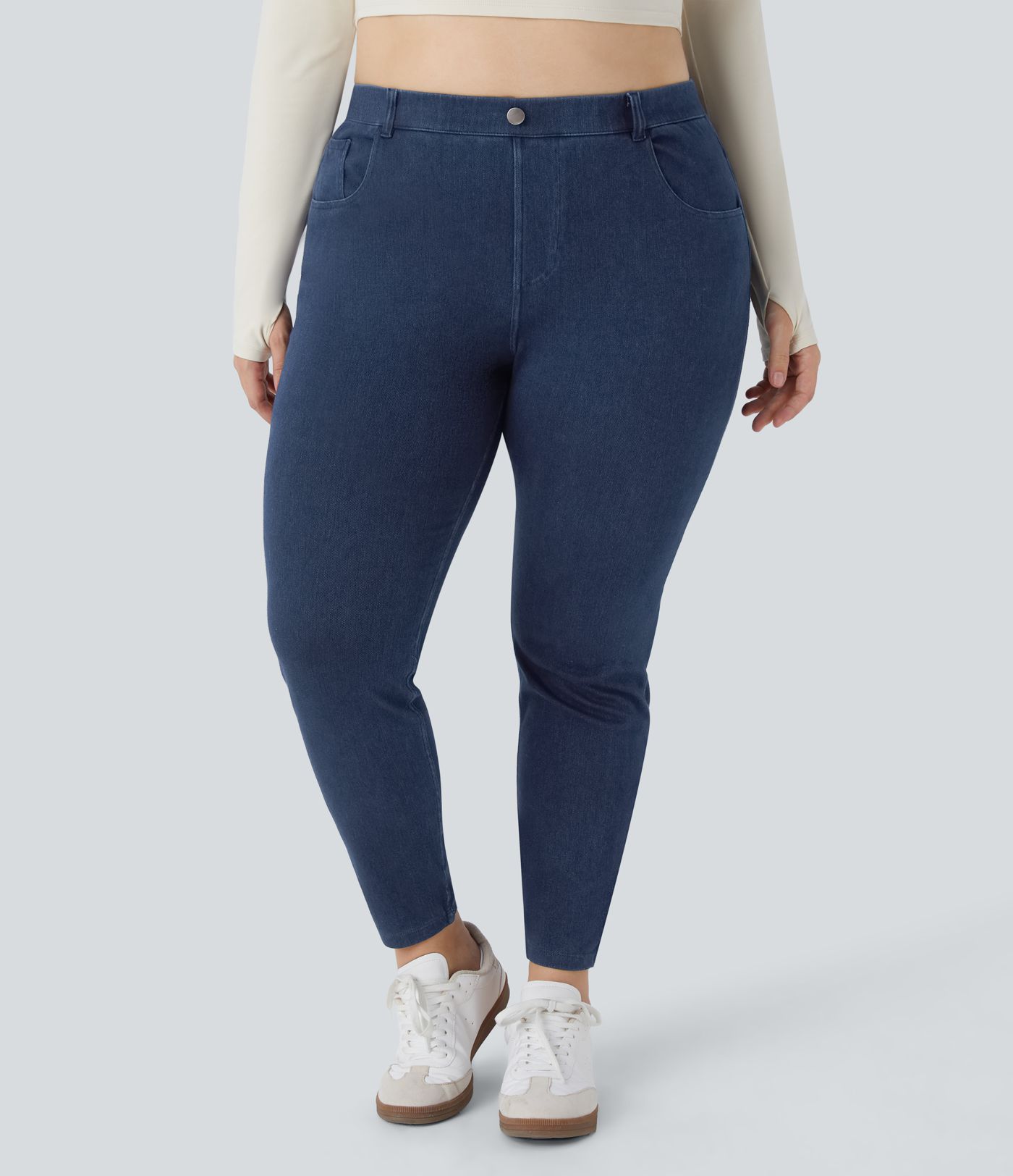 Leggings 7/8 Halara Flex™ Denim oficina elástico múltiple bolsillo tiro alto Talla grande