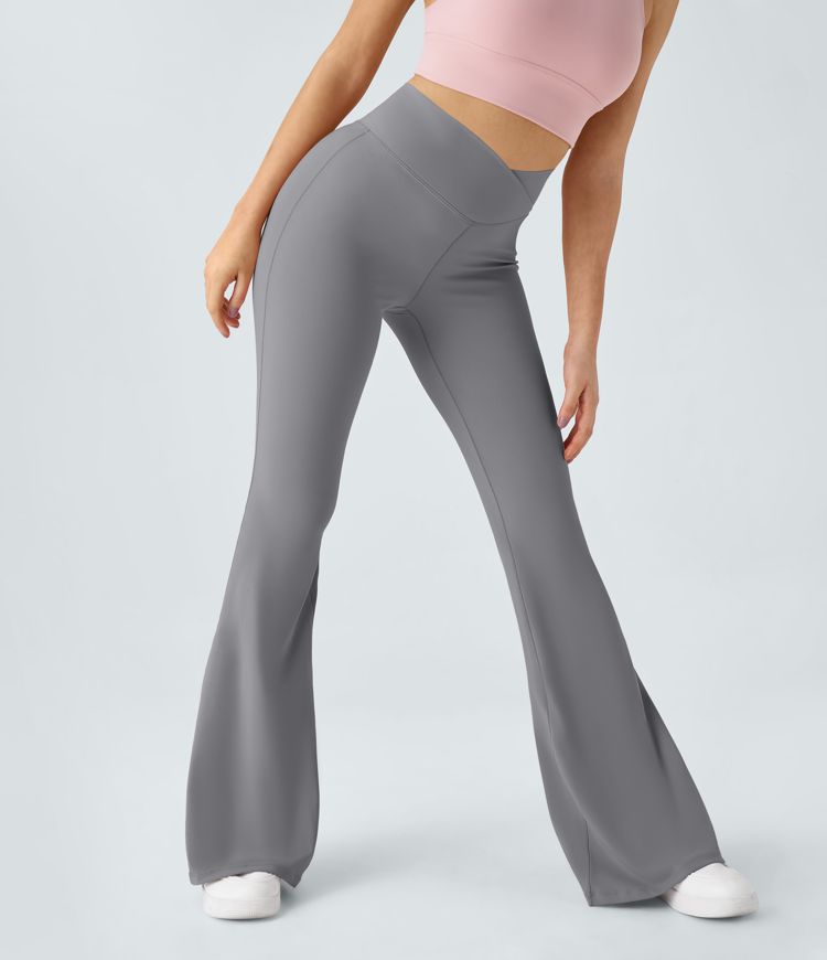 Women’s Crossover High Waisted Back Pocket Super Flare Leggings - Halara 