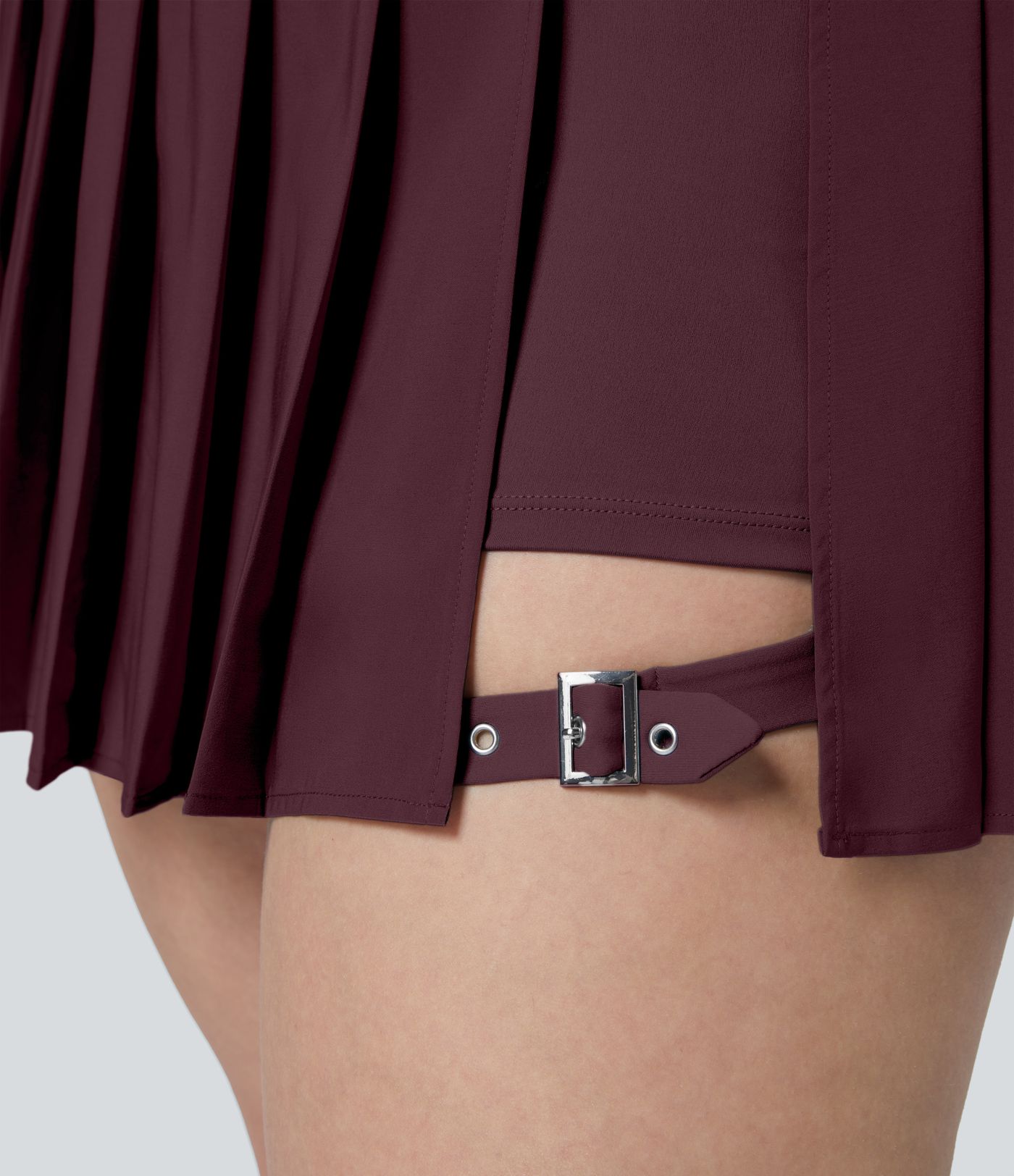 Breezeful™ High Waisted Pleated 2-in-1 Side Pocket Adjustable Buckle Quick Dry Micro Mini Casual Plus Size Skirt