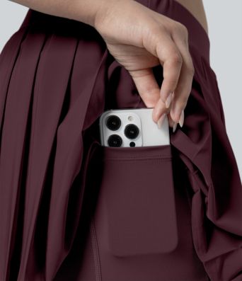 Breezeful™ High Waisted Pleated 2-in-1 Side Pocket Adjustable Buckle Quick Dry Micro Mini Casual Plus Size Skirt