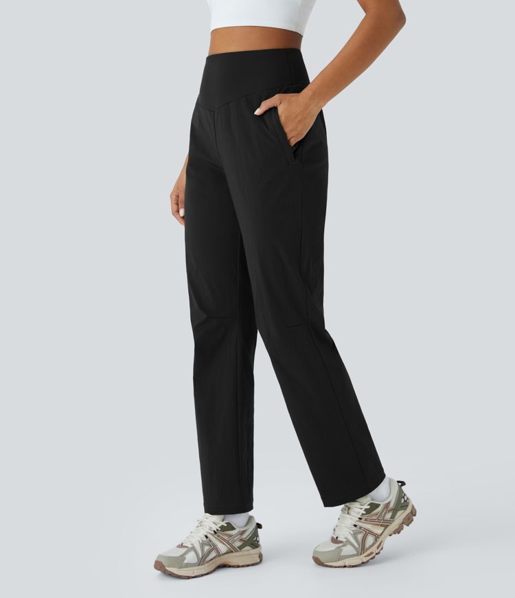 Water Repellent High Waisted Invisible Zipper Side Pocket Ripstop Camping Pants