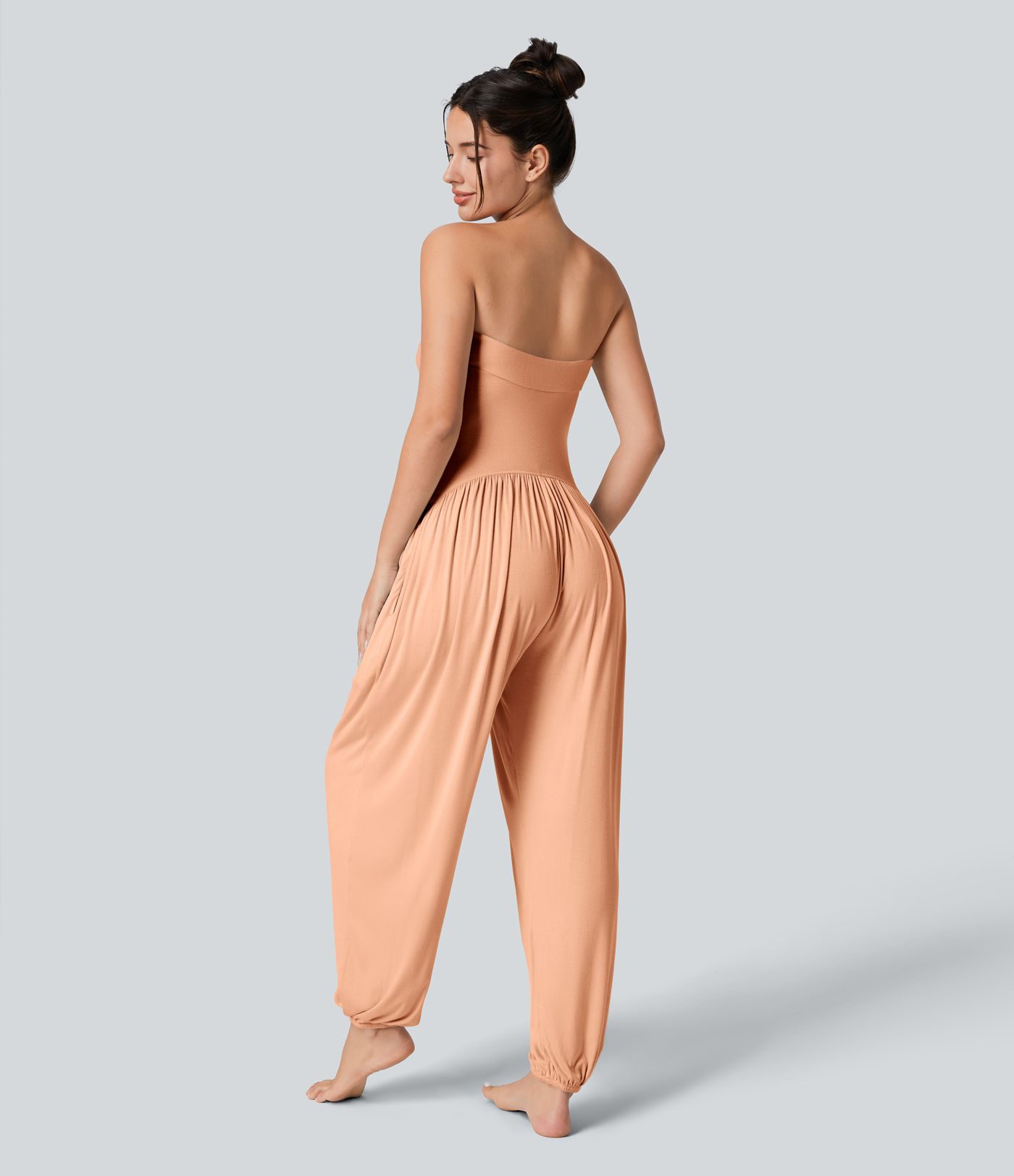 Ribbed Tube Backless Side Pocket Casual Jumpsuit Ribbed Tube Backless Side Pocket Casual Jumpsuit
