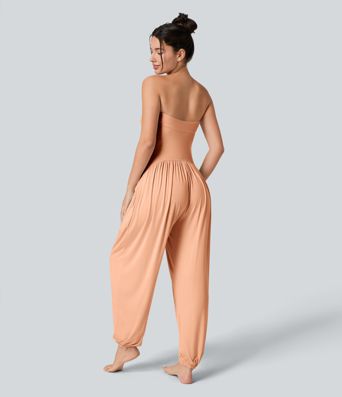 Ribbed Tube Backless Side Pocket Casual Jumpsuit Ribbed Tube Backless Side Pocket Casual Jumpsuit