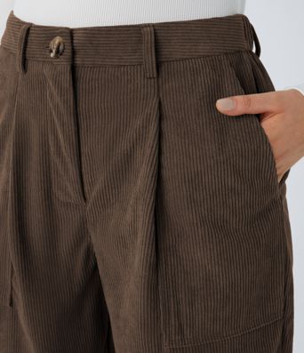 Pantalones de ciclismo de pana de tiro medio, de corte holgado, con bolsillos con cremallera