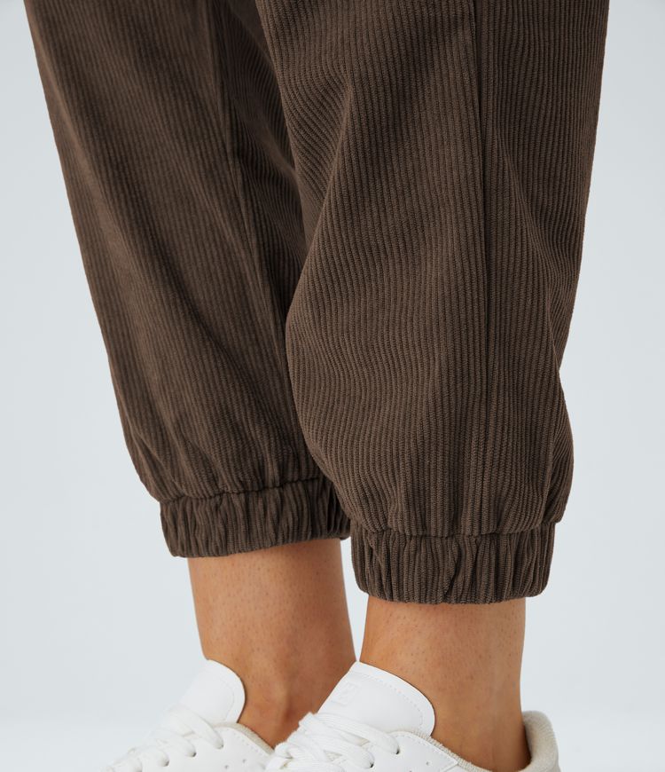 Pantalones de ciclismo de pana de tiro medio, de corte holgado, con bolsillos con cremallera