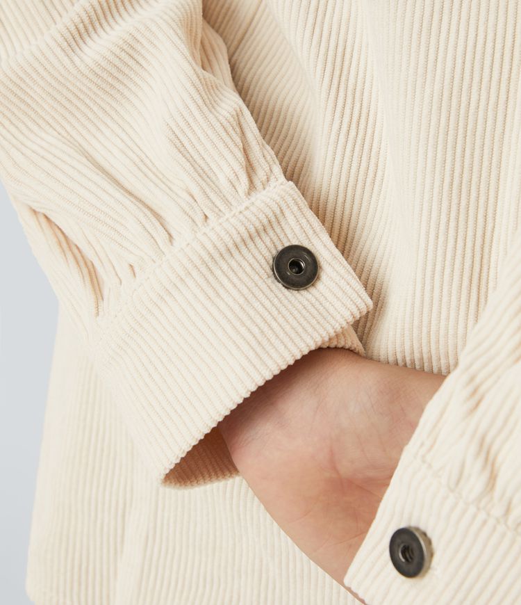 Pocket Long sleeve Curved Hem Corduroy Casual Jacket