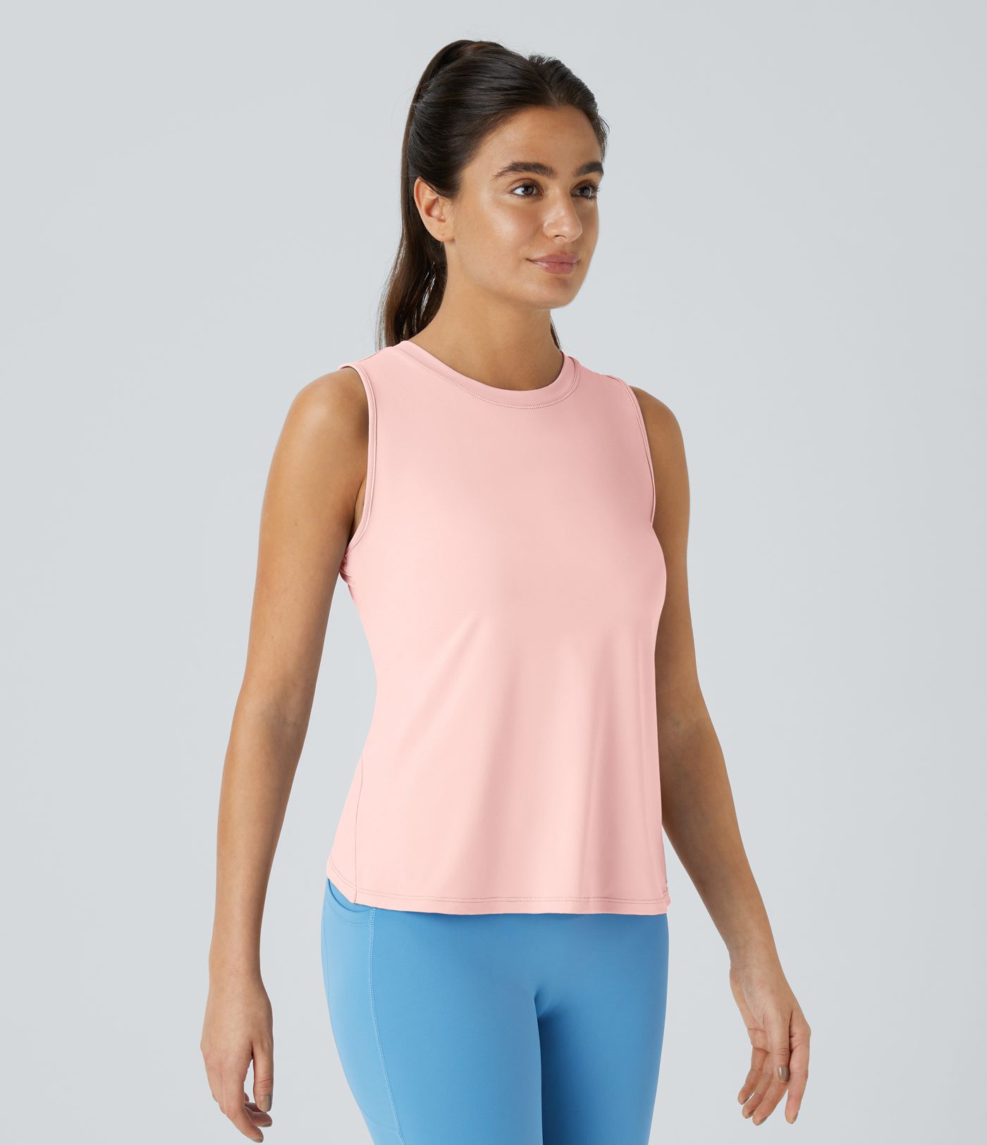 Cut Out Crossover Hem Solid Yoga Tank Top