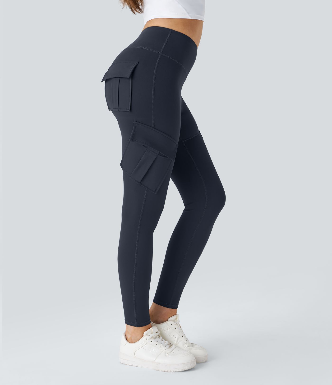High Waisted Cargo Skinny Yoga Women Leggings with pockets