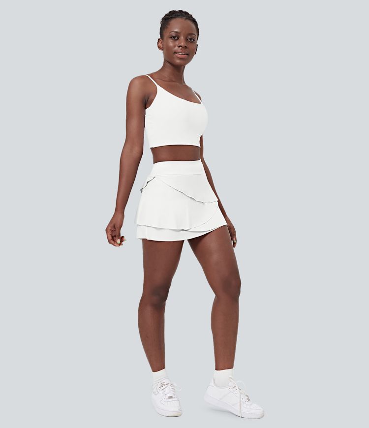 Everyday High Waisted Pocket Tiered Petal 2-in-1 Golf Skirt