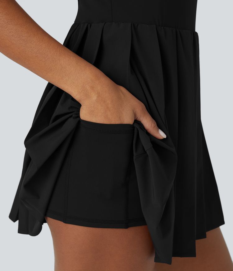 Minivestido Breezeful™ activo secado rápido bolsillo 2 en 1 plisado sin espalda