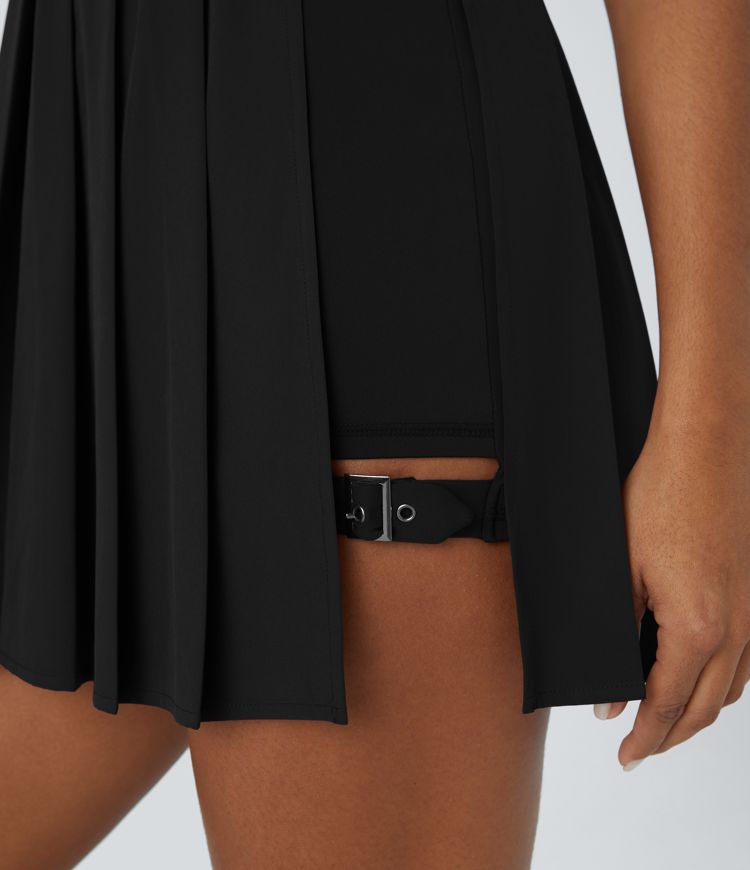 Minivestido Breezeful™ activo secado rápido bolsillo 2 en 1 plisado sin espalda