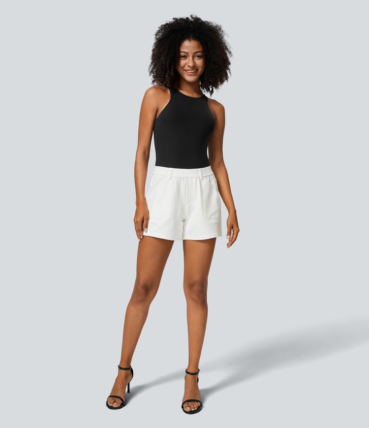 Pantalones cortos oficina tiro medio múltiple bolsillo