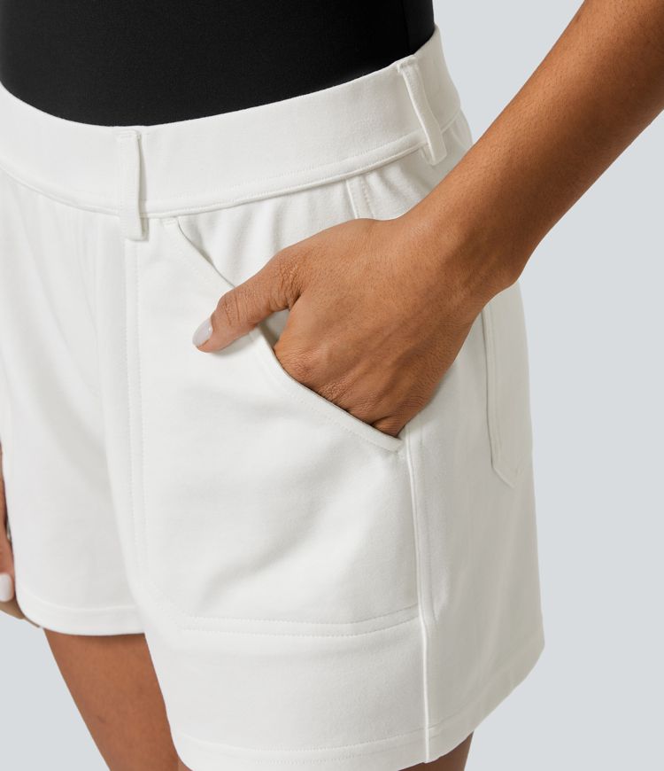 Pantalones cortos oficina tiro medio múltiple bolsillo