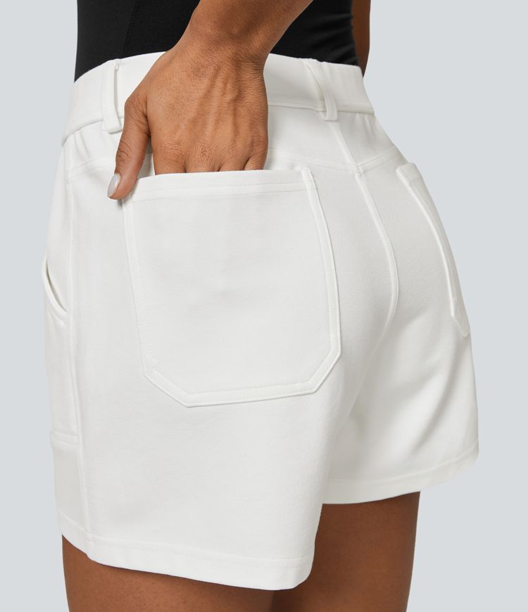 Pantalones cortos oficina tiro medio múltiple bolsillo