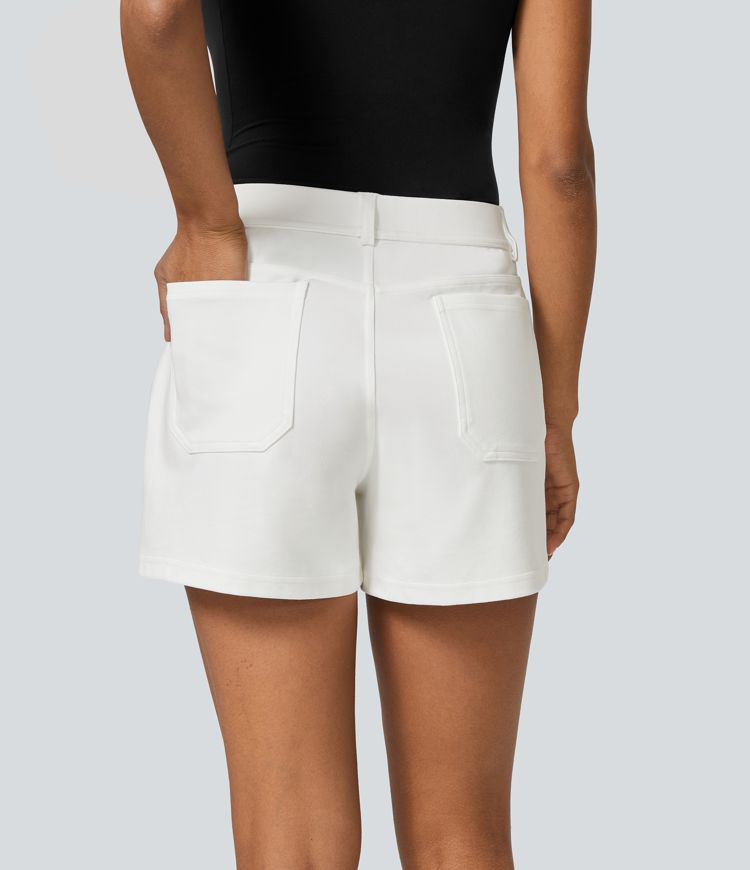 Pantalones cortos oficina tiro medio múltiple bolsillo