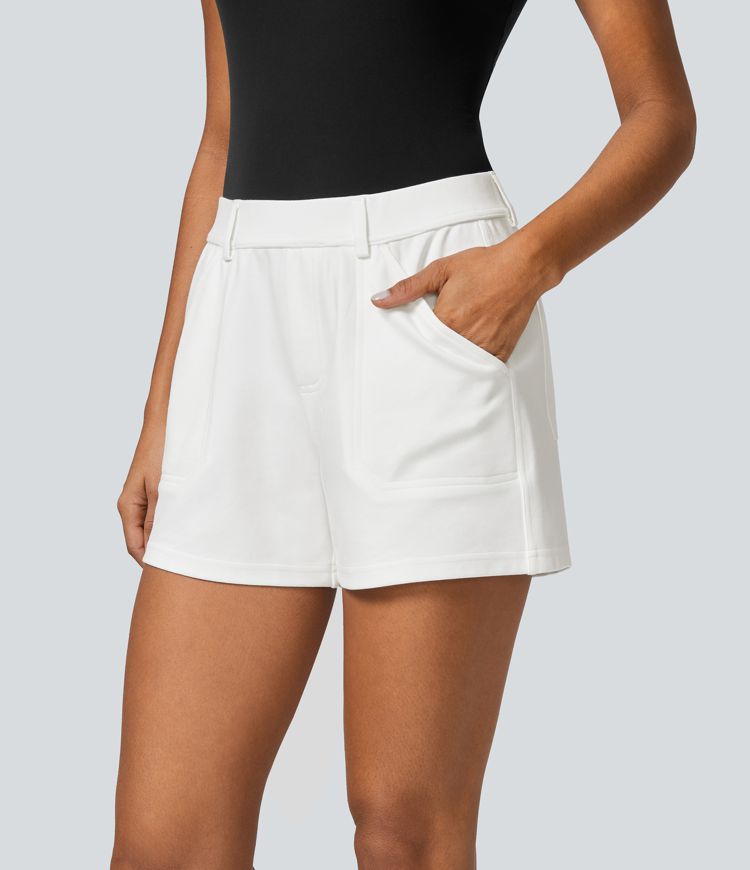 Pantalones cortos oficina tiro medio múltiple bolsillo