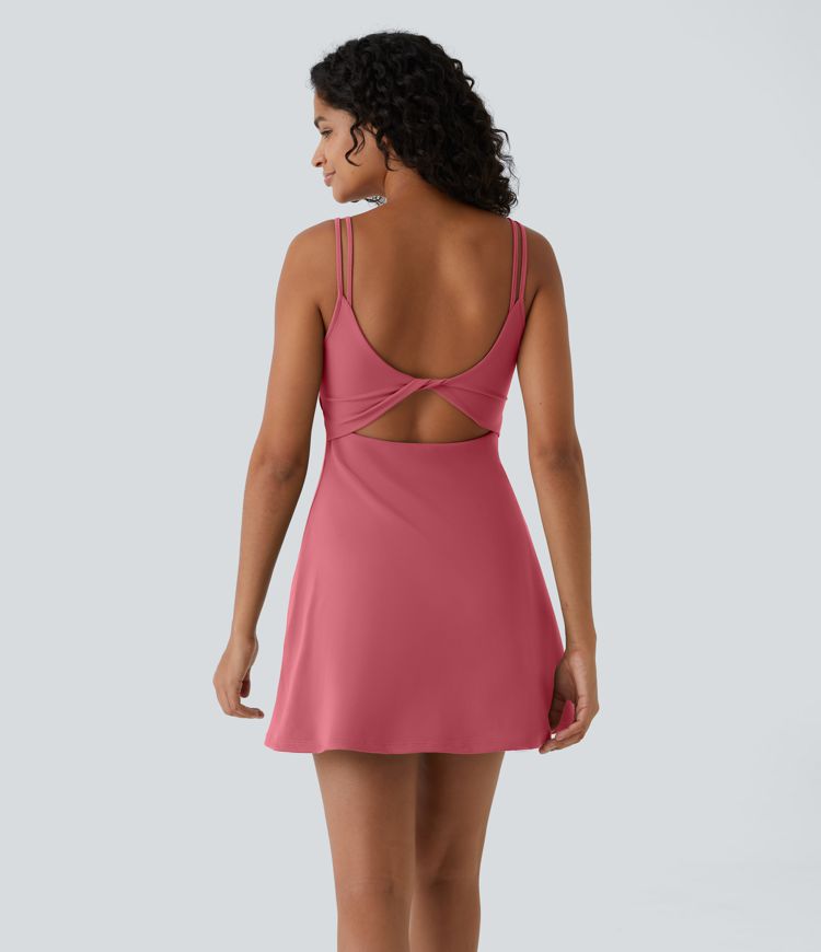 SoftlyZero™ Plush Double Straps 2-Piece Pocket Slip Dance Active Dress