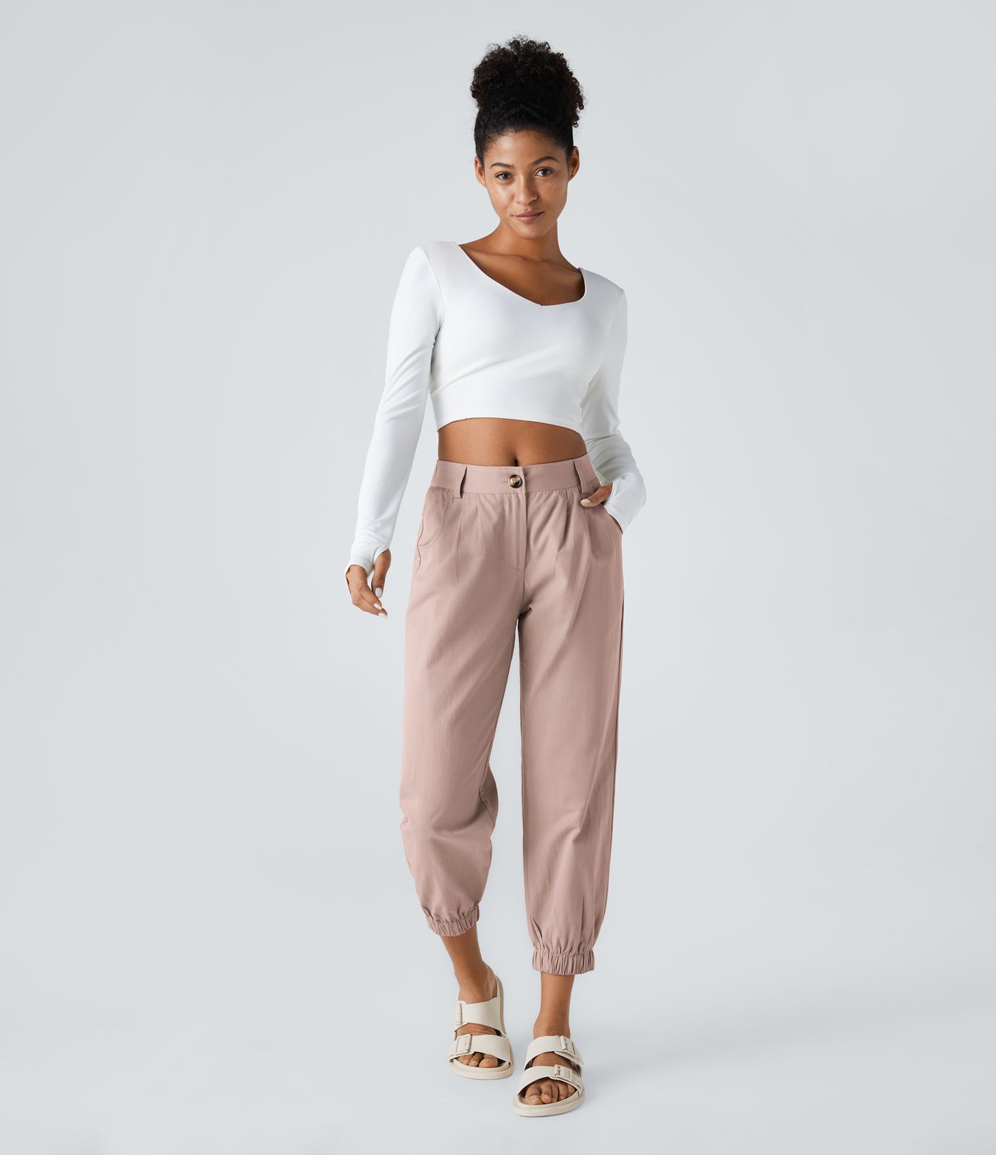 Mid Rise Casual Cotton Joggers with Pockets
