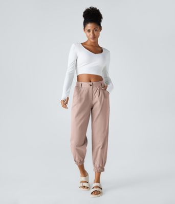 Mid Rise Casual Cotton Joggers with Pockets