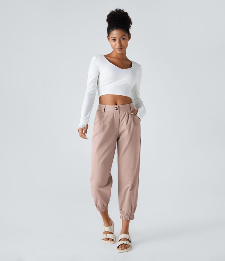 Mid Rise Casual Cotton Joggers with Pockets