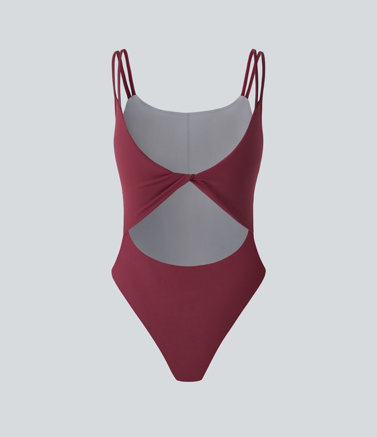 Double Strap Backless Twist Yoga Bodysuit