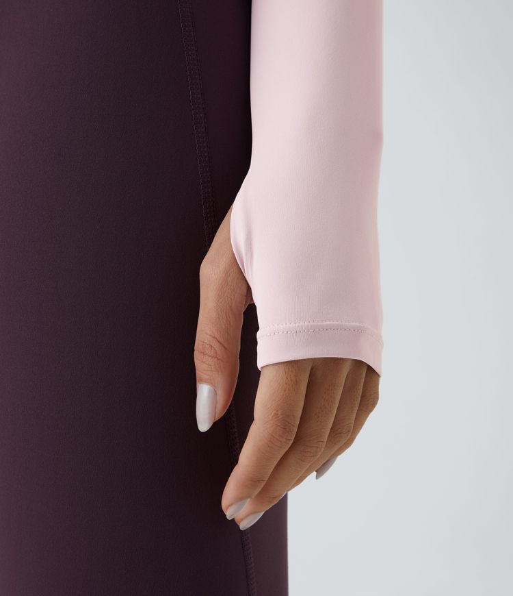 Solid Thumb Hole Cropped Yoga Sports Top