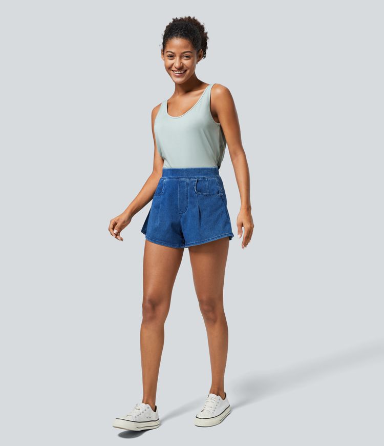 Tank Top sin mangas retorcida sin espalda cuello en U