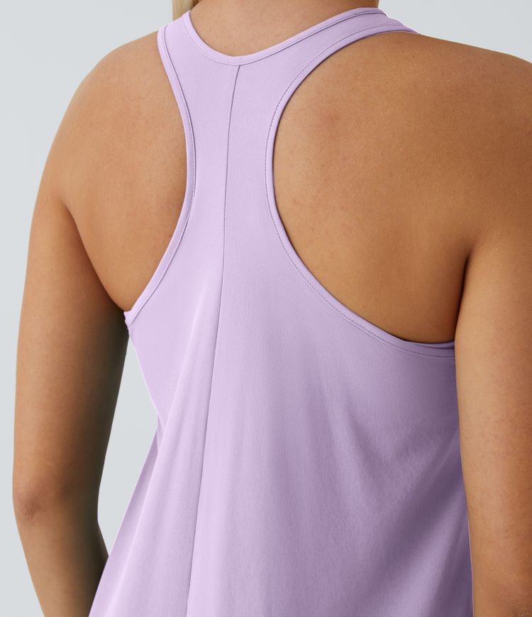 Breezeful™ Backless Racerback Side Pocket High Low Flowy Midi Quick Dry Casual Dress