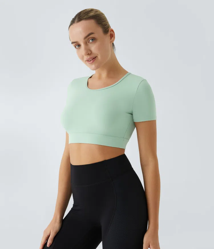 Softlyzero™ plush cutout backless skinny crop yoga sports top