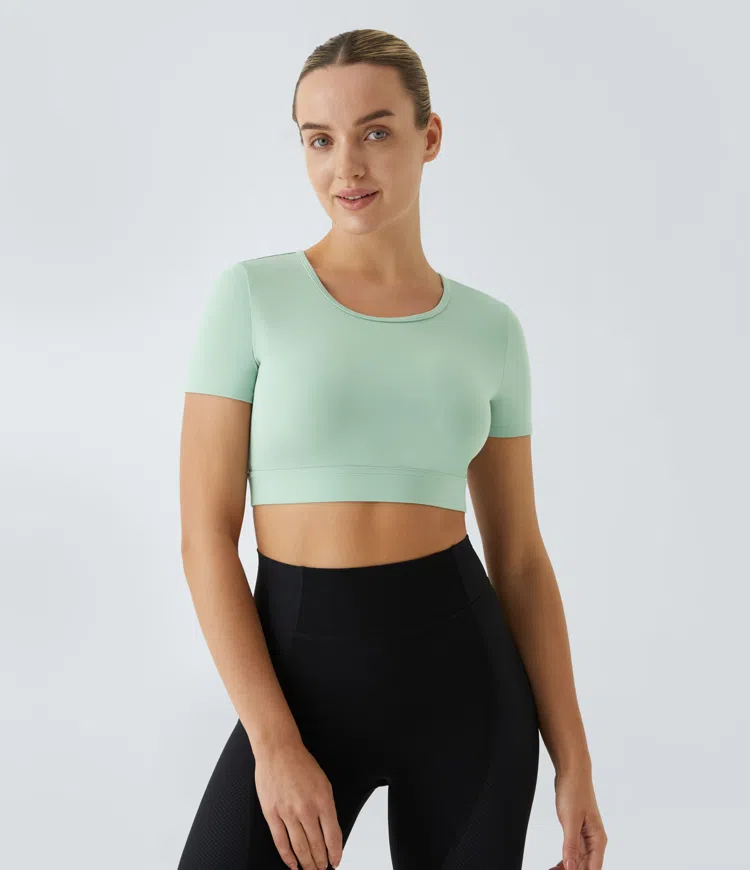 Softlyzero™ plush cutout backless skinny crop yoga sports top