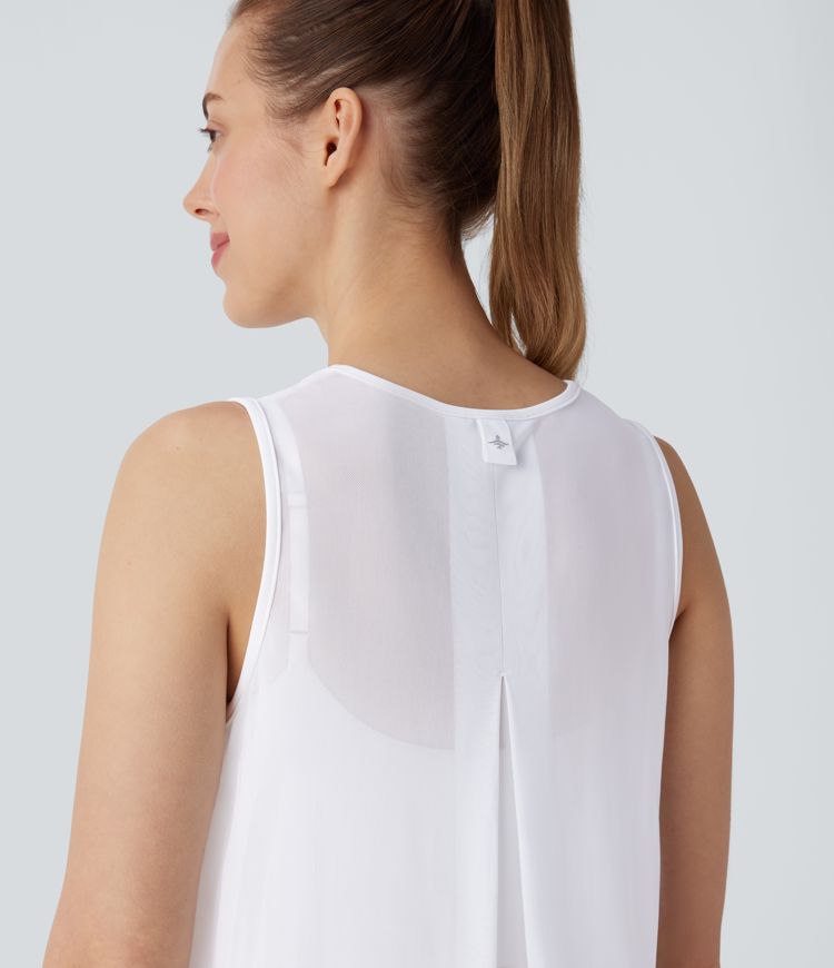 Mini Vestido activo yoga conjunto 2 piezas malla bolsillo lateral sin mangas - Easy Peezy