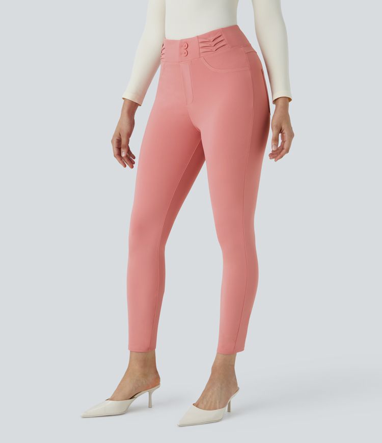 Halara Flex™ high waist decorative button back pocket skinny workwear pants