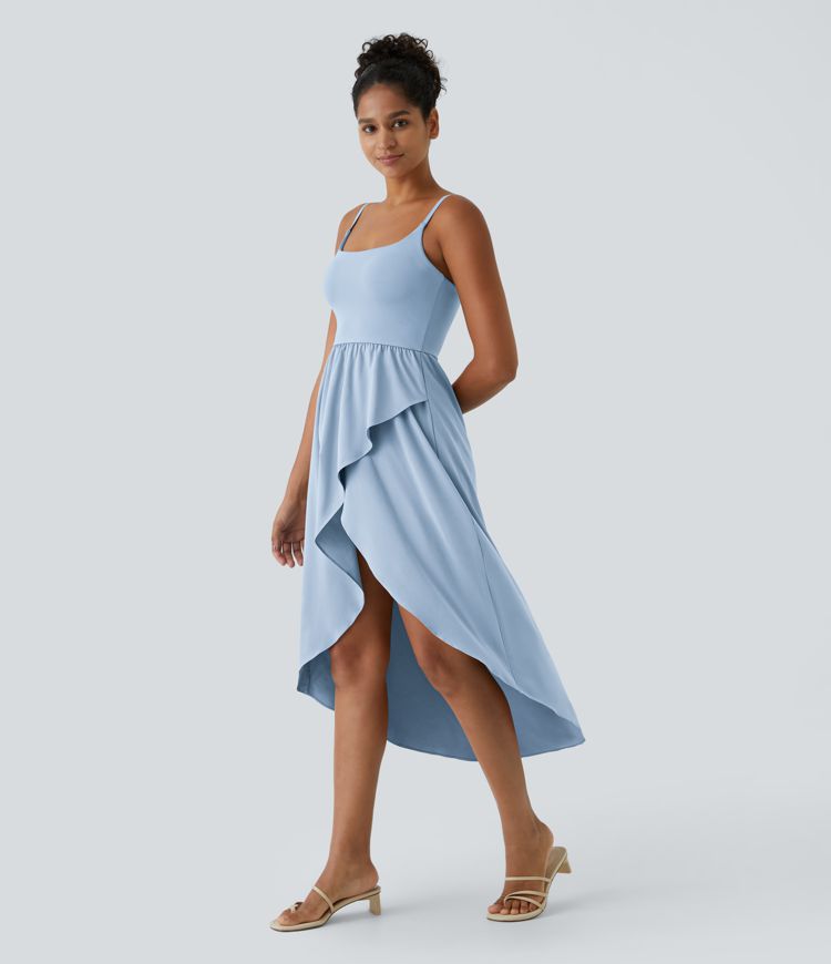 Breezeful™ ハイロー 2ピース ポケット付きフローイーミディ クイックドライ カジュアルドレス