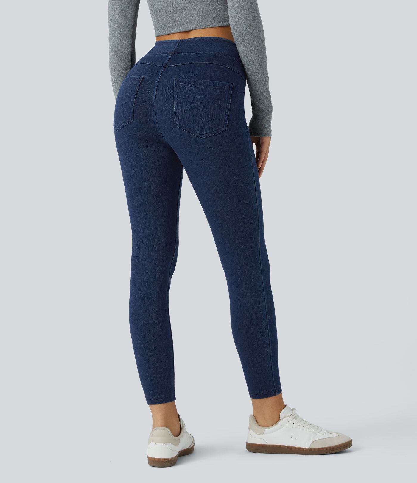 Halara Flex™ Jeans Jeggings aus elastischem Strick-Denim mit hohem Bund und Gesäßtaschen