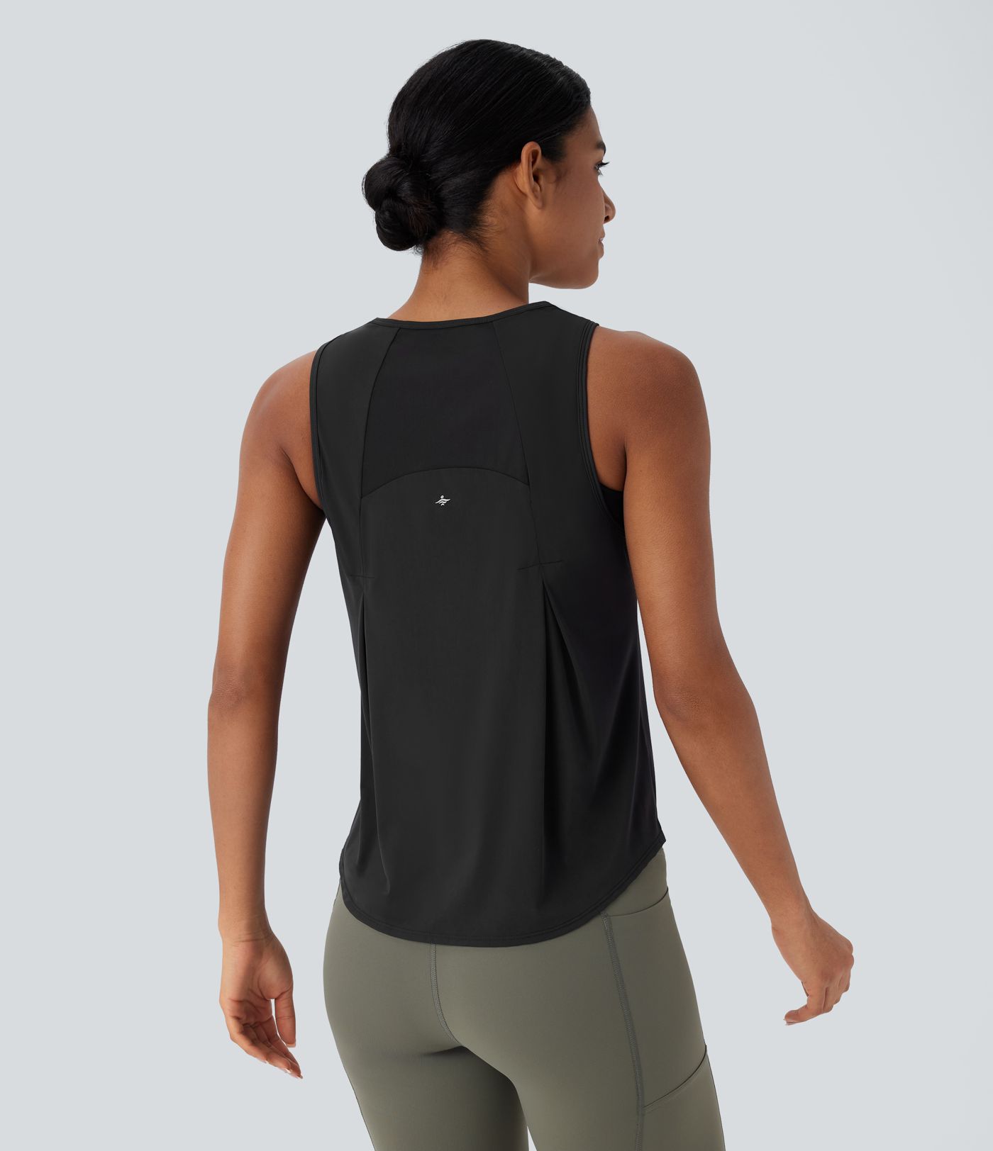 Contrast Mesh Curved Hem Cool Touch Quick Dry Running Tank Top