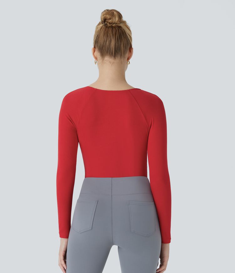 Ribbed knit cowl neck long sleeve slim work top